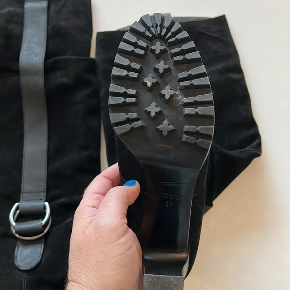 Tapeet - lug sole, suede knee high boots, buckle detail, 37 - Picture 5 of 14